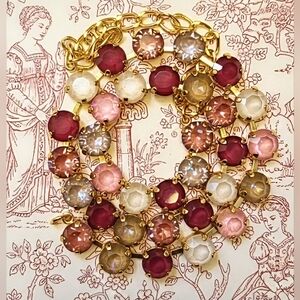 Red Red Velvet Cake Premium Crystals  in Classic 18k Gold Plated Tennis Necklace